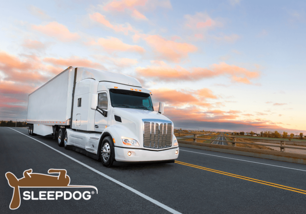 SleepDog Mattress Logo and Semi Truck on Highway